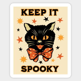 Vintage Halloween Black Cat Keep it Spooky Retro Folk Art Sticker